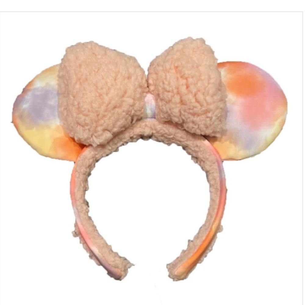 Disney Parks Fuzzy Sharpa Pink Tie Dye Minnie Mouse Ears Headband 2022